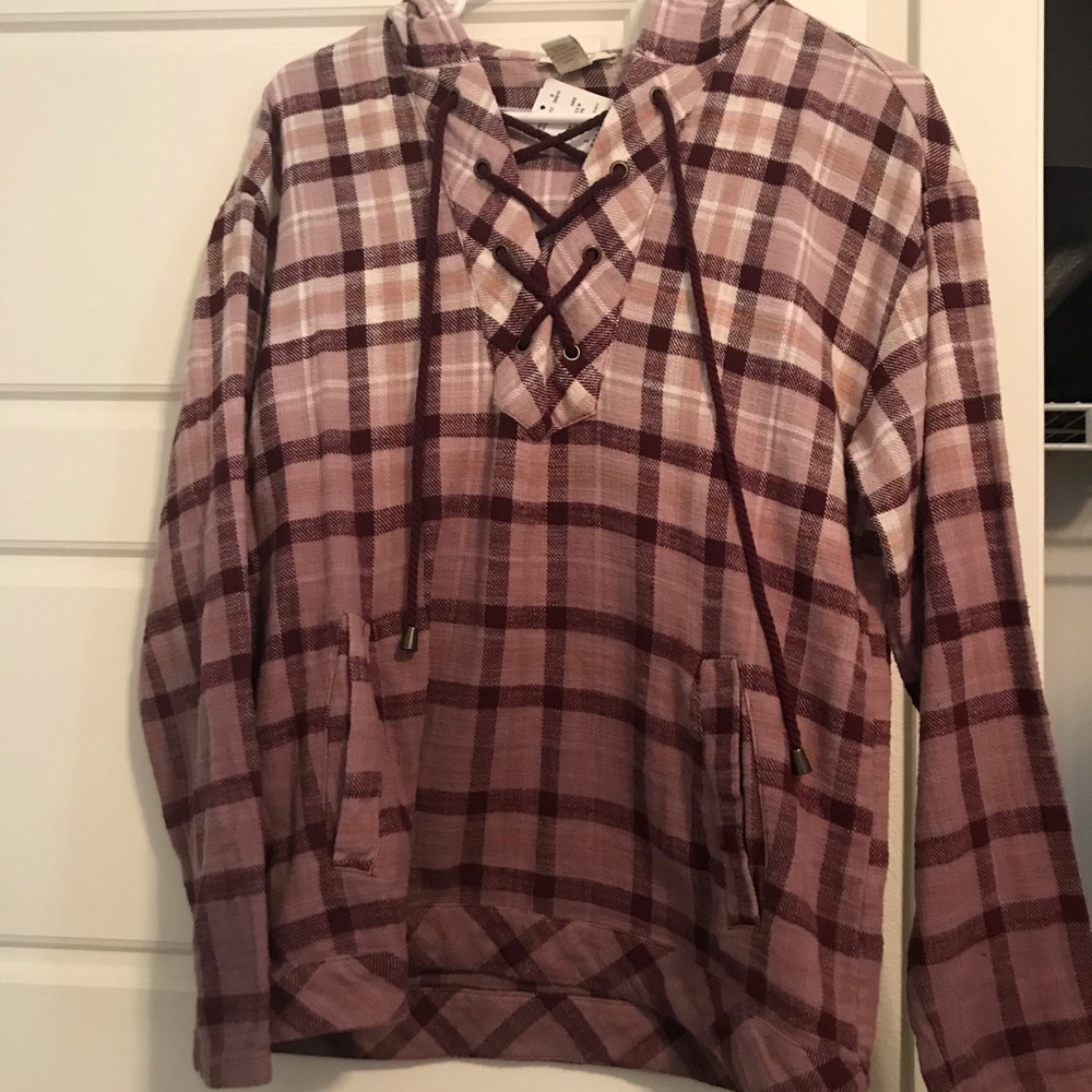 Hooded lace up flannel